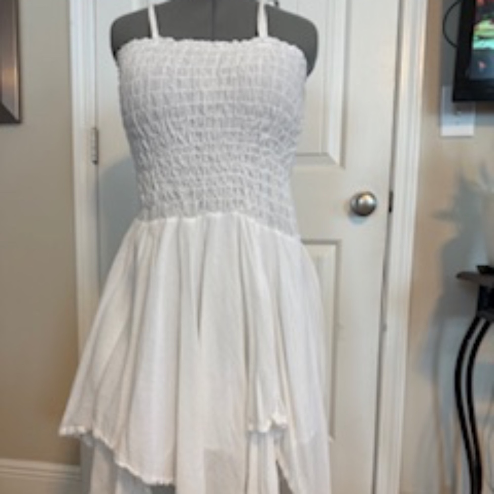 Sakkas White Boho Handkerchief Hem Sundress – Free Size